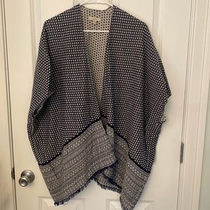 Navy and white poncho